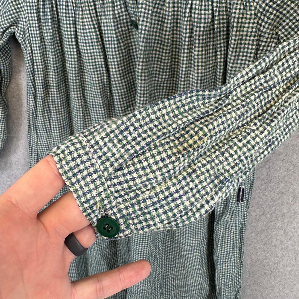 Vintage Fiorucci Dress Childrens Girl Size 6 Green Checkered Button Front A-Line - Picture 6 of 15